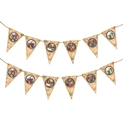 Image of ASVP Shop Alice in Wonderland Bunting Hanging Vintage Look Party Supplies For Mad Hatter Tea Parties