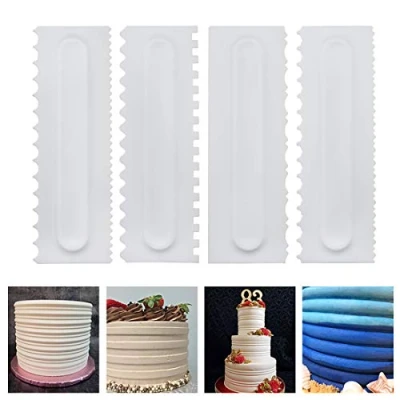 Image of LUUFAN Cake Scraper Buttercream Smoother Pastry Decorating Comb Fondant Spatulas Cutter Baking Tools Kitchen Mold DIY Tool (4PCs)