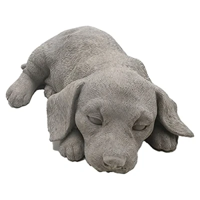 Image of G&amp;H Decor 19cm Sleeping Dog Garden Ornament Concrete Ornaments Hand Finished with Intricate Detail Suitable for Indoor or Outdoor Use Frost Resistant Dogs Memorial Sculpture