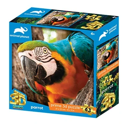 Image of Animal Planet AP13735 Parrot 63 Pieces 3D Effect Jigsaw Puzzle, Multicolour