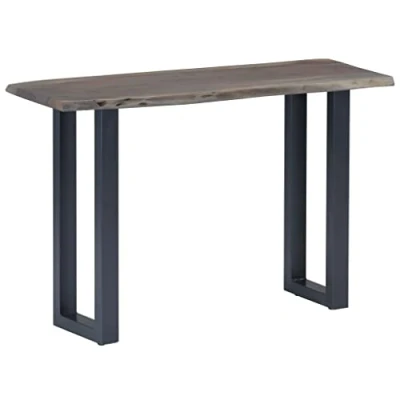 Image of vidaXL Industrial Style Solid Acacia Wood and Iron Console/Side Table Grey Rectangular Living Room Hallway Furniture with Live Edge
