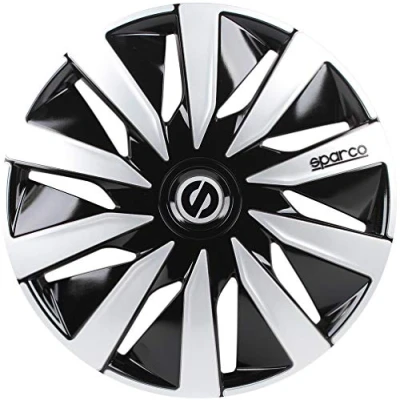 Image of SPARCO SPC1391BKSV 4 wheel trims hubcaps 13 inches LAZIO black/silver, 13&quot;, Set of