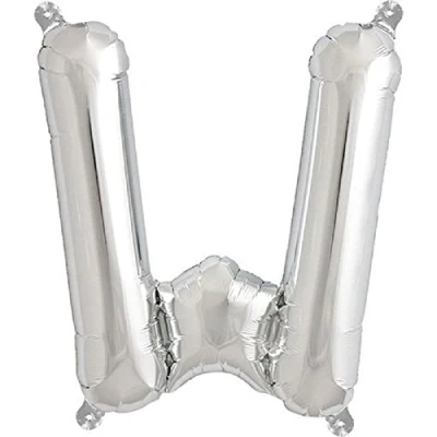 Image of 16&quot; Silver Letter W Foil Balloons Air Filled Self Inflating Birthday Anniversary Wedding Party Banner Decorations