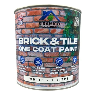 Image of SIRAMICO COATINGS BRICK &amp; TILE PAINT WHITE MATT 1, 2.5 and 5 Litres (White, 1 Liter)