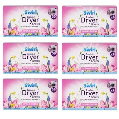 Image of 6 Pack Spring Fresh Tumble Dryer Laundry Sheets 210 For Clothes and Linen