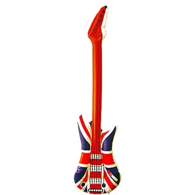 Image of Union Jack Guitar for Gift Blow up Inflatable GB Theme Party Decoration Prop or Pool Accessory