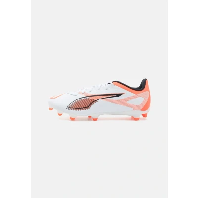 Image of PUMA Unisex Ultra 5 Play FG/AG Soccer Shoe, White Black Glowing RED, 8.5 UK