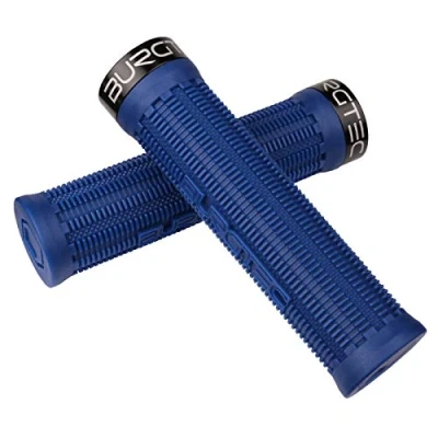 Image of Burgtec Bartender Pro Greg Minnaar MTB Grips Deep Blue/Single Lock On Mountain Bike Biking Cycling Cycle Trail Enduro Riding Ride Comfort Handle Bar Handlebar Race Part Locking Tacky Rubber Pair
