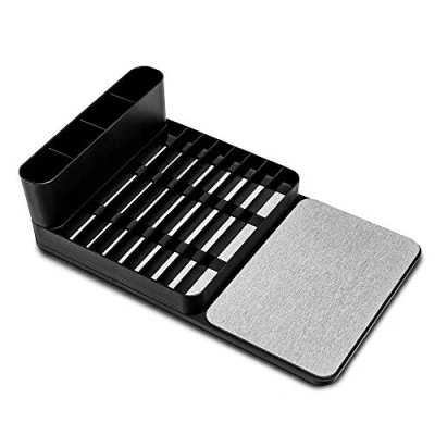 Image of madesmart Dish Rack Granite, Drying Stone Collection, Accelerates Moisture Evaporation, Natural &amp; Mineral Materials, Non Slip Base,Black