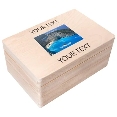 Image of Creative Deco Personalised Any Text + Photo Gifts for Women, Men, Girls or Boys Unique Custom Gift Box Him/Her Customised Wooden Storage Perfect as a Keepsake Decoration