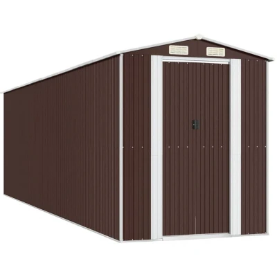 Image of vidaXL Garden Shed Dark Brown 192x689x223 cm Galvanised Steel