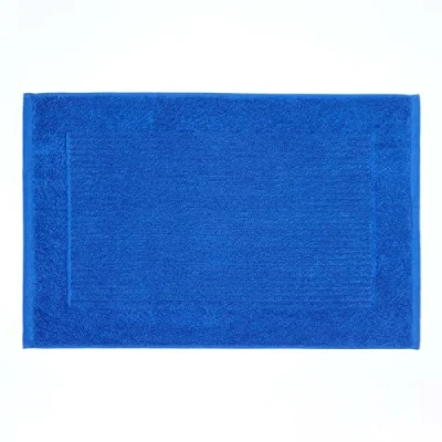 Image of HOMESCAPES Imperial Plain Royal Blue Bath Mat 50 x 80 cm Super Soft Bathroom 100% Turkish Cotton Shower