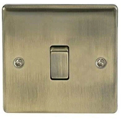 Image of 3 x nab12 Single Light Switch, Antique Brass, 2 Way, 10AX