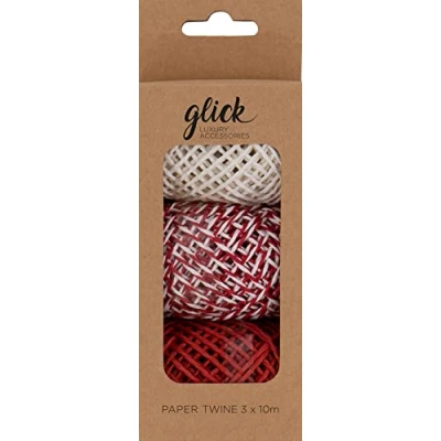 Image of Glick Christmas Twine Ribbon, Multipack Nordic Paper Ribbon. Red and White Ribbon for Gift Wrapping,Multicolor,65 x 170 45