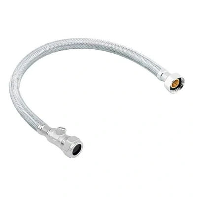 Image of 22mm x 3/4&quot; 500mm Flexible Isolating tap Hose WRAS (Known as connectors / Connector Also Available in 15mm, 22mm, 1/2 inch, 3/4 150mm, 300mm and 500mm)