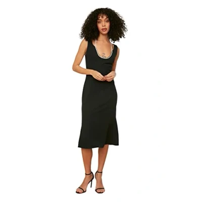 Image of Trendyol Women Midi Bodycon Regular Woven Dress Black