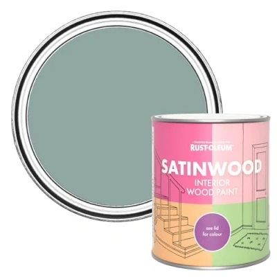Image of Rust Oleum Blue Satinwood Interior Wood Paint Gresham 750ml