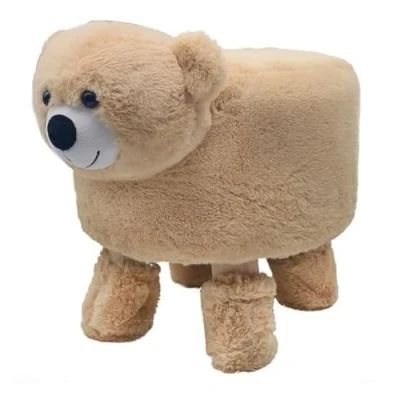Image of Lesser &amp; Pavey Animal Footstool Multifunctional Cute Cartoon Wood Stool Footrest for Room Decor Bench Porch, Living Room, Entryway, Guest Bedroom Bear