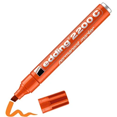 Image of edding 2200 C permanent marker orange 1 pen chisel tip 5 mm quick drying waterproof, smudge proof for cardboard, plastic, wood, metal, fabric