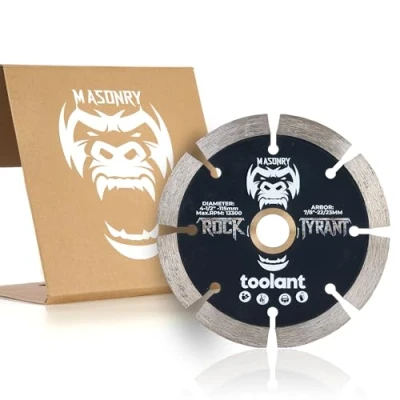 Image of toolant 115mm(4.5) Segmented Rim Diamond Saw Blade 1pc for Cutting Masonry, Concrete, Stone, Marble, Granite, Brick, Paver and More, Dry/Wet Cutting, 7/8 5/8 Arbor