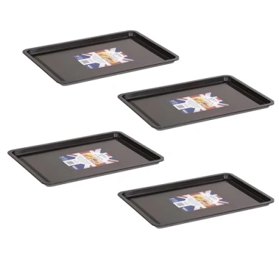 Image of Baking Tray for Oven Non Stick Bakeware Dishwasher and Freezer Safe Black 32cm Set of 4