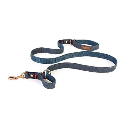 Image of EZYDOG Vario 4 Multi function Dog Lead 3 6 Foot Adjustable Lead, Training Reflective Webbing, Small Dogs, Medium Large Sturdy (Denim)
