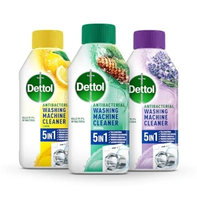 Image of Dettol Washing Machine Cleaner, Multipack, Lavender 250ml, Lemon Original Total 750ml, Antibacterial Lasting Freshness, Disinfectant, Laundry
