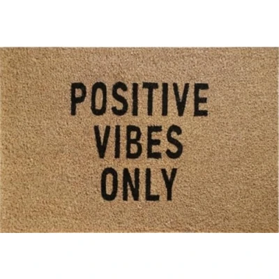Image of Natural Coir 60cm x 40cm heavy duty doormats with rubber base humourous message (positive vibes)