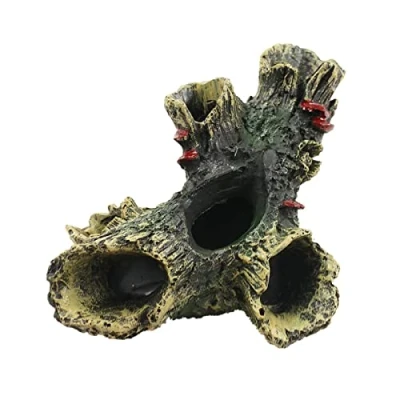 Image of xingriziXFL Log Resin Tree Trunk Ornament Aquarium Fish Tank Decoration Home Landscaping Crafts for Small Hiding
