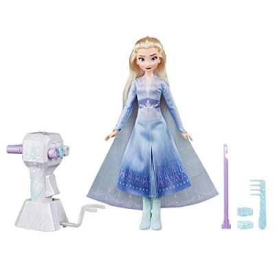 Image of Disney Frozen Sister Styles Elsa Fashion Doll With Extra Long Blonde Hair, Braiding Tool and Hair Clips Toy For Kids Ages 5 Up