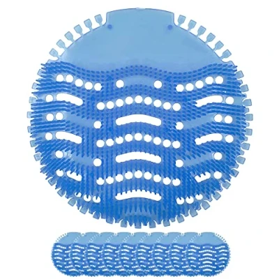 Image of Pack of 10 Urinal Screen Splash Mats, Odour Neutraliser Guards for Men’s Toilet, Scented Toilet Deodoriser (x10 Ocean Mist Blue)