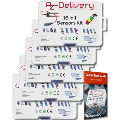 Image of AZDelivery 5 x 16 in 1 Sensor Modules and Accessories Kit compatible with Arduino Raspberry Pi including E Book!