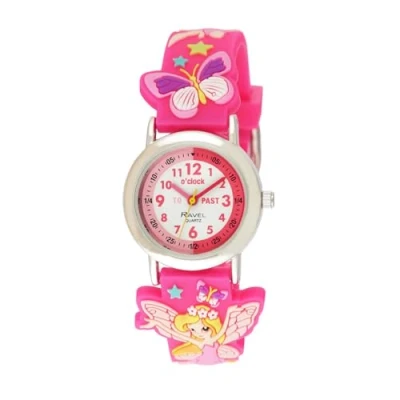 Image of Ravel Girl&#039;s Pink Fairy Time Teacher Watch