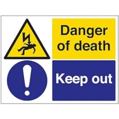 Image of V Safety Danger Of Death/Keep Out 800x600mm 3mm Aluminium Composite Sign