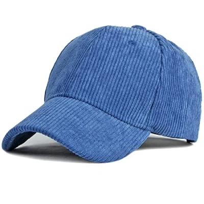 Image of XRDSS Unisex Corduroy Baseball Cap Adjustable Classic Sports Hat Outdoor Solid Caps (Blue)
