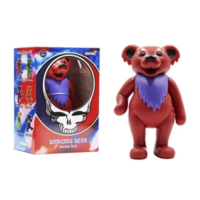 Image of Super7 Reaction Figure Grateful Dead Wave 2 Boxed Dancing Bear Stealie Red, 3.75 Inch (RE GDEDW02 DBI 02)