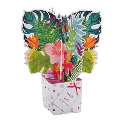Image of Hallmark Pop Up Mothers Day Card 3D Tropical Flowers Design