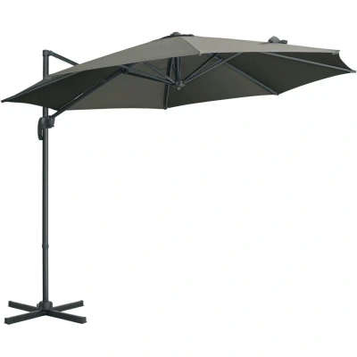 Image of Outsunny 3 X (M) Garden Cantilever Parasol w/360 Rotation Crank Handle and Tilt84D 052V00GY