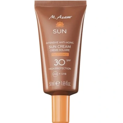Image of M. Asam sun Intensive Anti Aging Face Cream SPF 30 (50 ml) with immediate protection against UVA &amp; UVB radiation, prevents related skin damage, sunscreen aloe vera coconut water