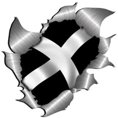 Image of small size Cornish Flag Metal Rip Open Sticker