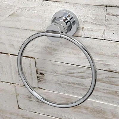 Image of ECOSPA Modern Round Hand Towel Ring in Chrome with Easy Fixing Kit for Bathrooms, Kitchens, En Suite, Cloakrooms, Workplaces