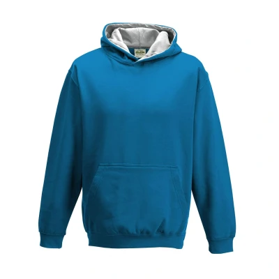 Image of AWDis Boy&#039;s KIDS VARSITY HOODIE Hoodie, Multicoloured (Sapphire Blue/Heather Grey), Medium (Manufacturer Size: 7/8 Y)