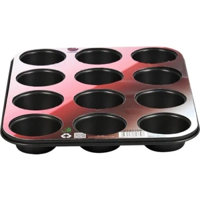 Image of Catergold Set of 2 Large Baking Muffin Tray 12 Cups Non Stick Cupcake Tin Mould for House Parties Picnics Birthday Celebration School Sharings Grey (Standard 35 x 26.5 3cm)