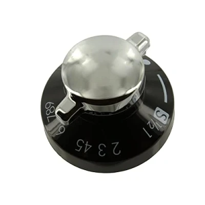 Image of Paxanpax PCK517 Compatible for Stoves, Hygena, Diplomat 550SIDlM, ADP5633 Type Black and Silver Oven Control Knob
