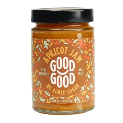 Image of GOOD Sweet Apricot Jam Keto Friendly Low Calorie Without Added Sugars Vegan Gluten Free Preserves