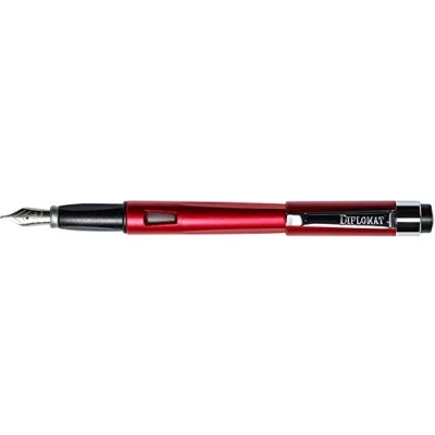 Image of Diplomat Magnum Fountain Pen in Stainless Steel Burned Red Resistant and Elegant 2 Years Warranty