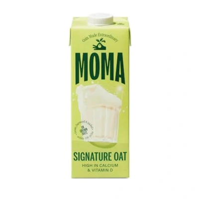 Image of MOMA Signature Oat Drink 1L x 6 100% Plant Based &amp; Vegan Made with British Wholegrain Oats Low in Saturated Fat No Added Sugar Enriched Vitamins