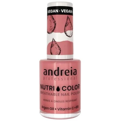 Image of Andreia Professional NutriColor Breathable Nail Polish Vegan and Cruelty Free DIY Art with Long Lasting Gloss Finish Colour NC12 Pink 10.5ml