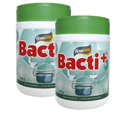 Image of Bacti+ Septic Tank Treatment (2 years), Bacteria and Enzyme Drain Cleaner Eliminates Malodors Reduces Sludge; x 500g) Pack)