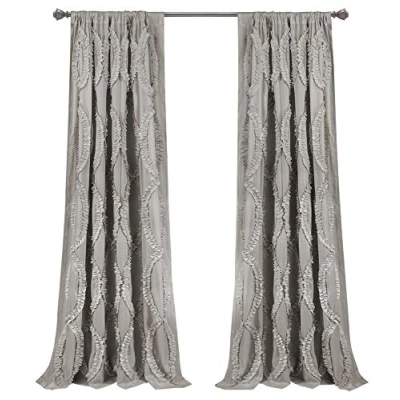 Image of Lush Decor Avon Window Curtain Sydney Throw Blanket, 54&quot; W x 95&quot; L, Light Gray